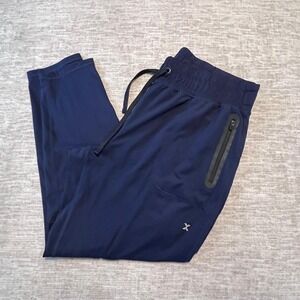 Xersion Men's Large Quick-Dri Jogger Pants Navy Blue Athletic Zip Pocket Stretch